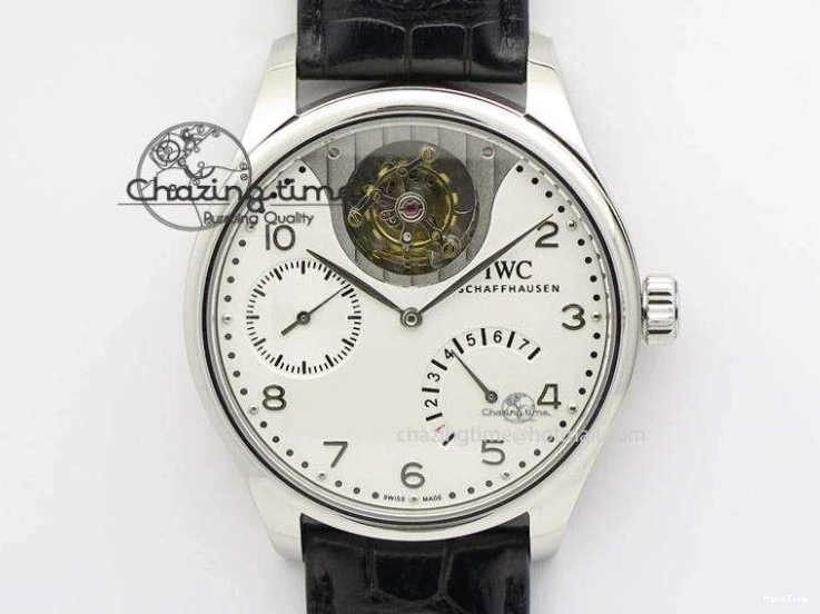 MIROTIME 0122 Sustainable Portuguese IW5444 SS White Dial RG Numbers On Brown Leather Strap A 7256